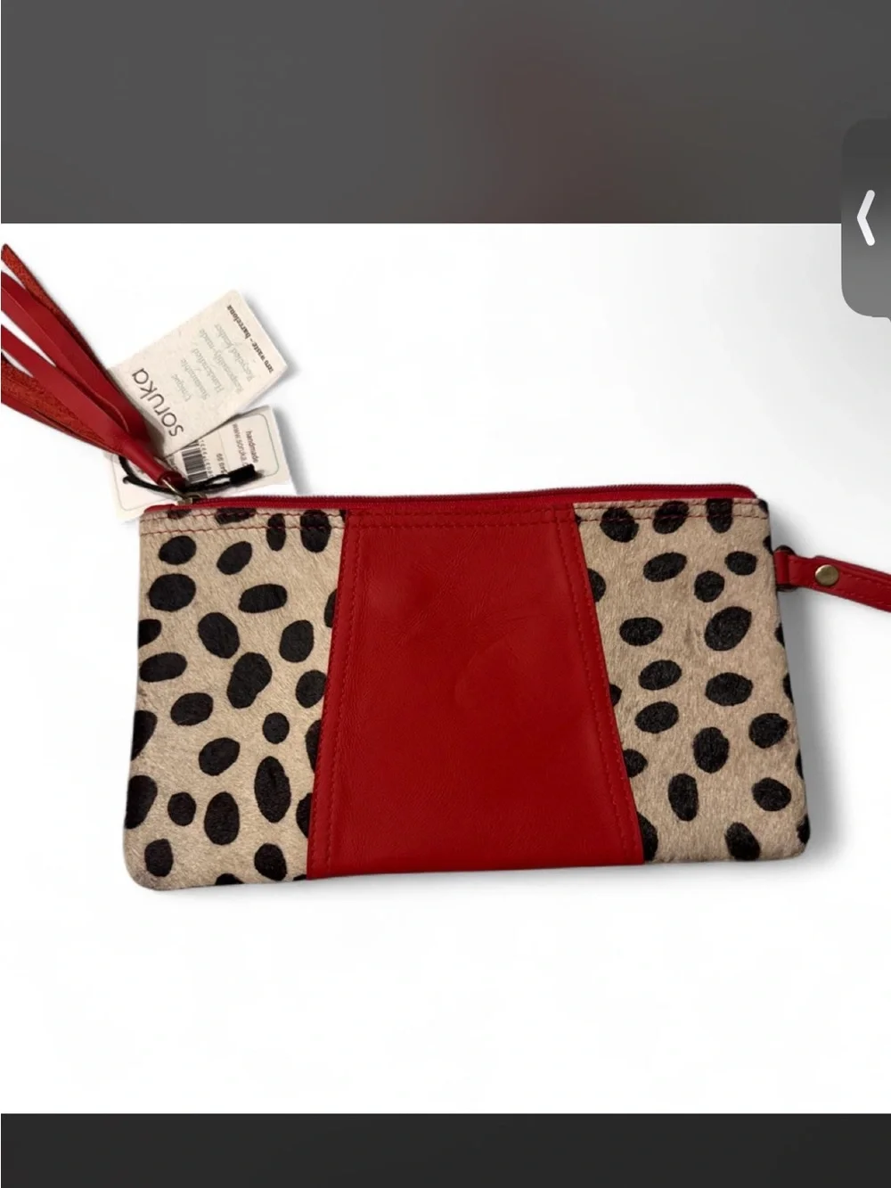 Soruka Red & Black Dalmatian Spot Wristlet